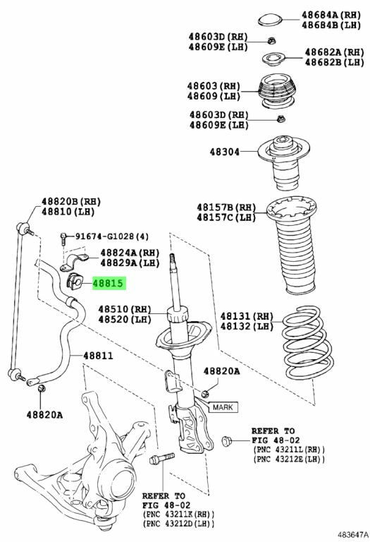 BUSH, FRONT STABILIZER BAR, NO.1 Genuine Toyota (48815-52080)